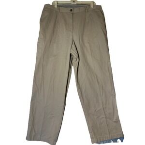 LL Bean Pants Women's 20 Khaki Beige Elastic Waist Straight Cotton Chino 38x26